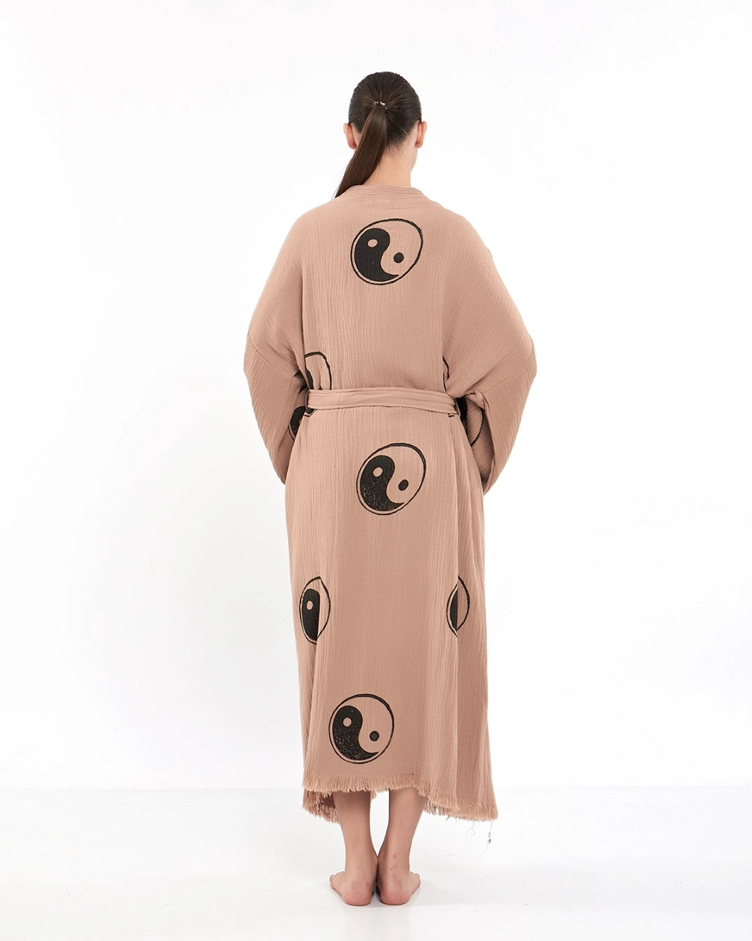 YingYang  Kimono Robe, Lounge Wear, Dressing Gown, Pocket