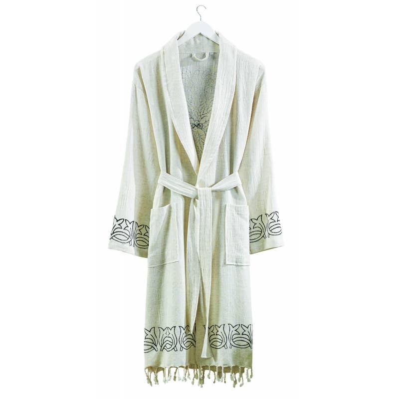 Linen Cotton Hand Block Printed Robe