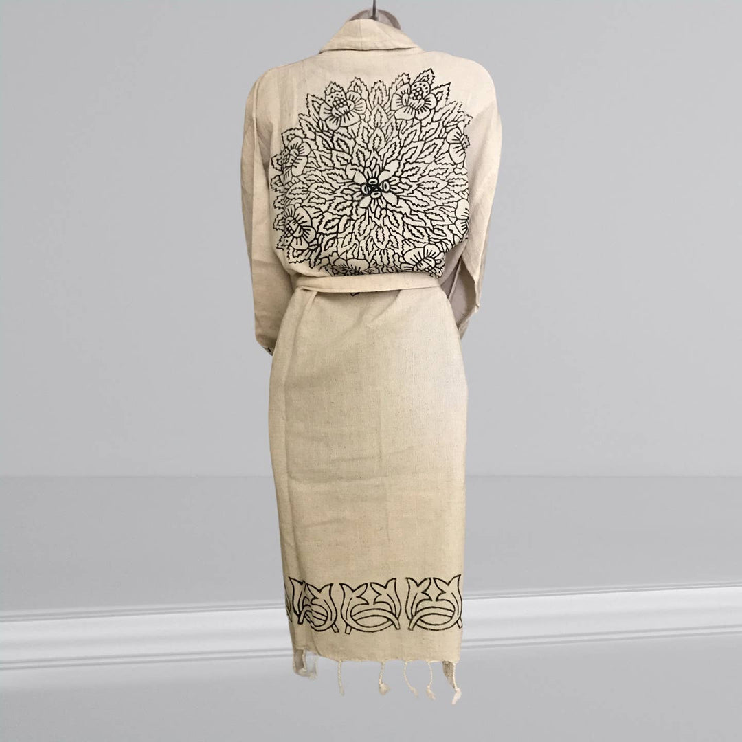 Linen Cotton Hand Block Printed Robe