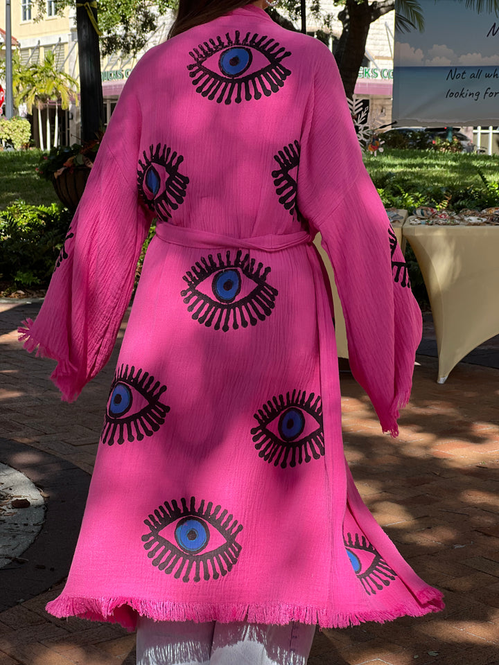 Pink Evil Eye Kimono