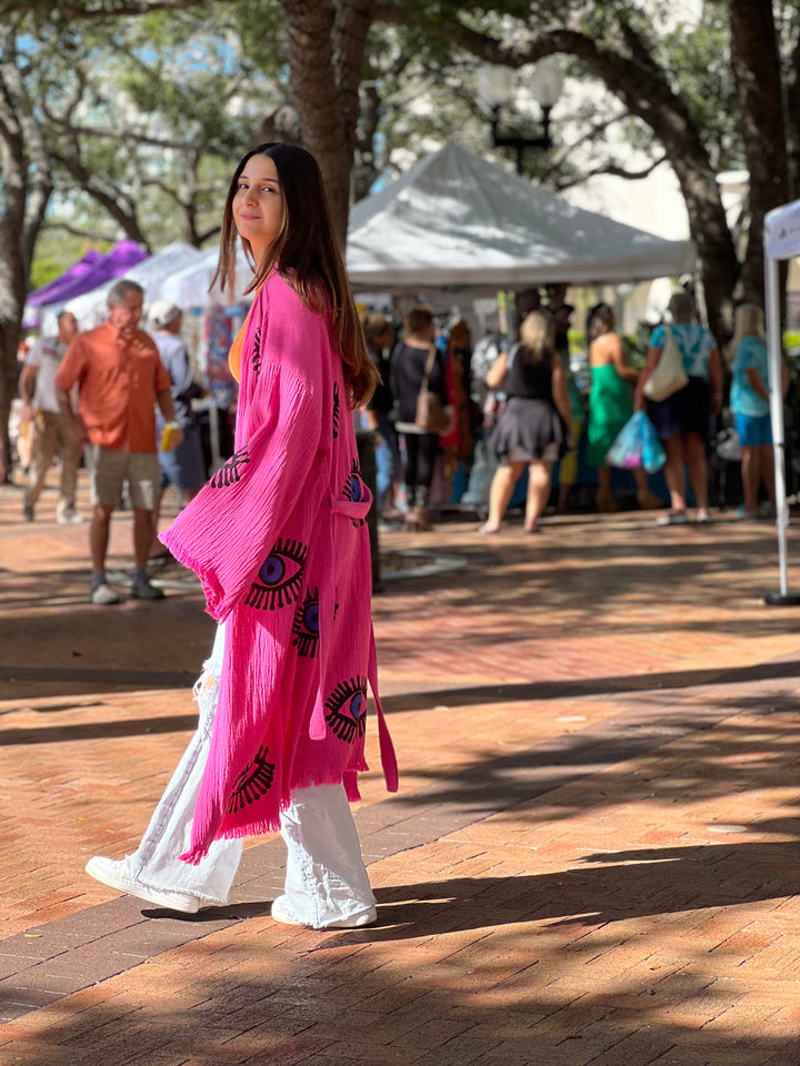 Pink Evil Eye Kimono