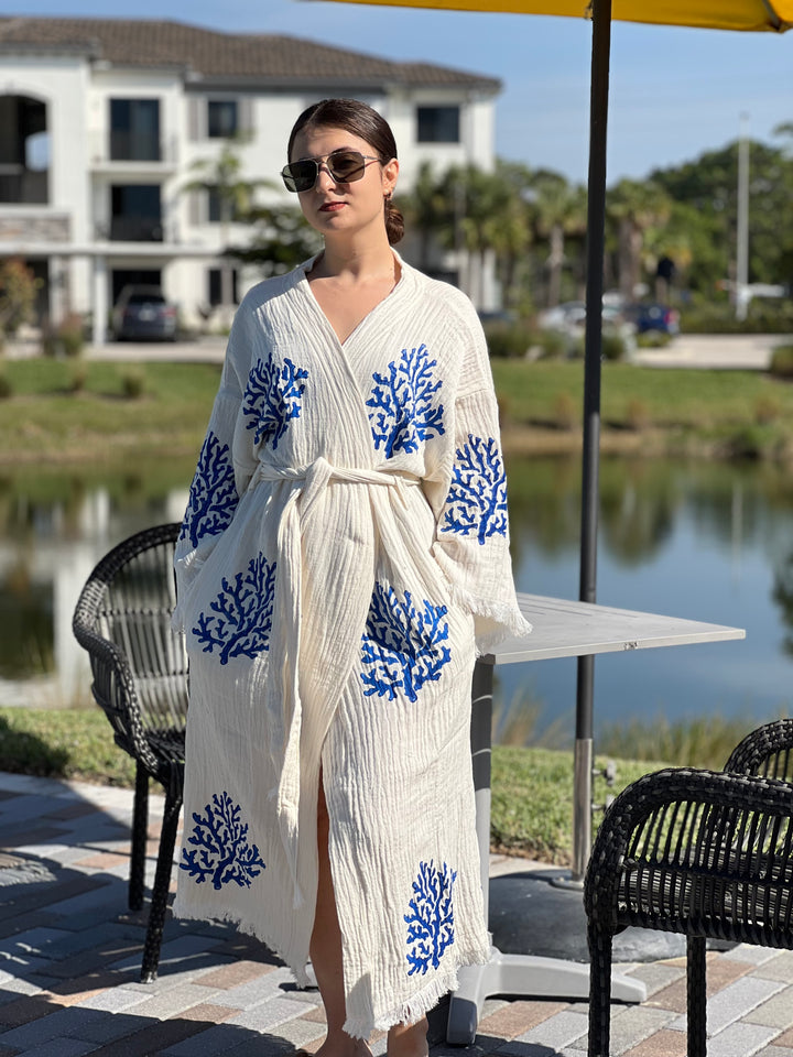 XL Coral Kimono Robe