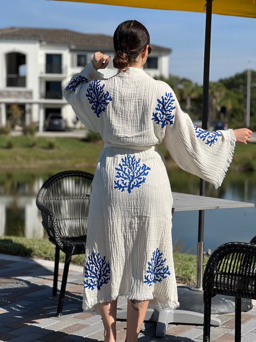 XL Coral Kimono Robe