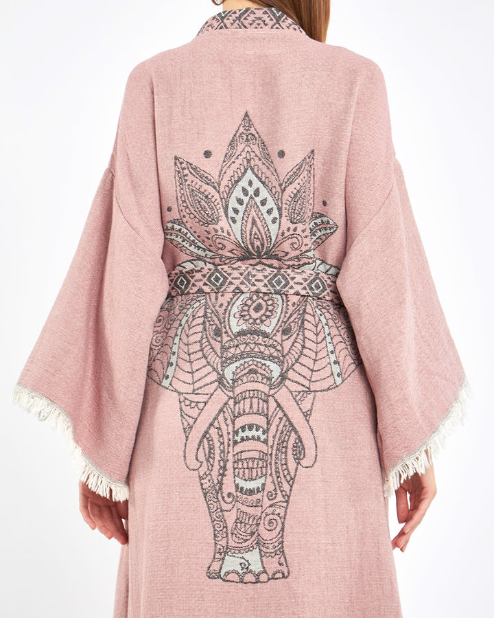 Túnica de elefante rosa rosa, kimono, ropa de salón, ropa de vestido