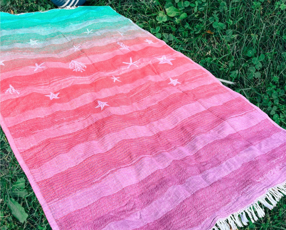 Rainbow in the Sea Turkish Towel, Throw Blanket