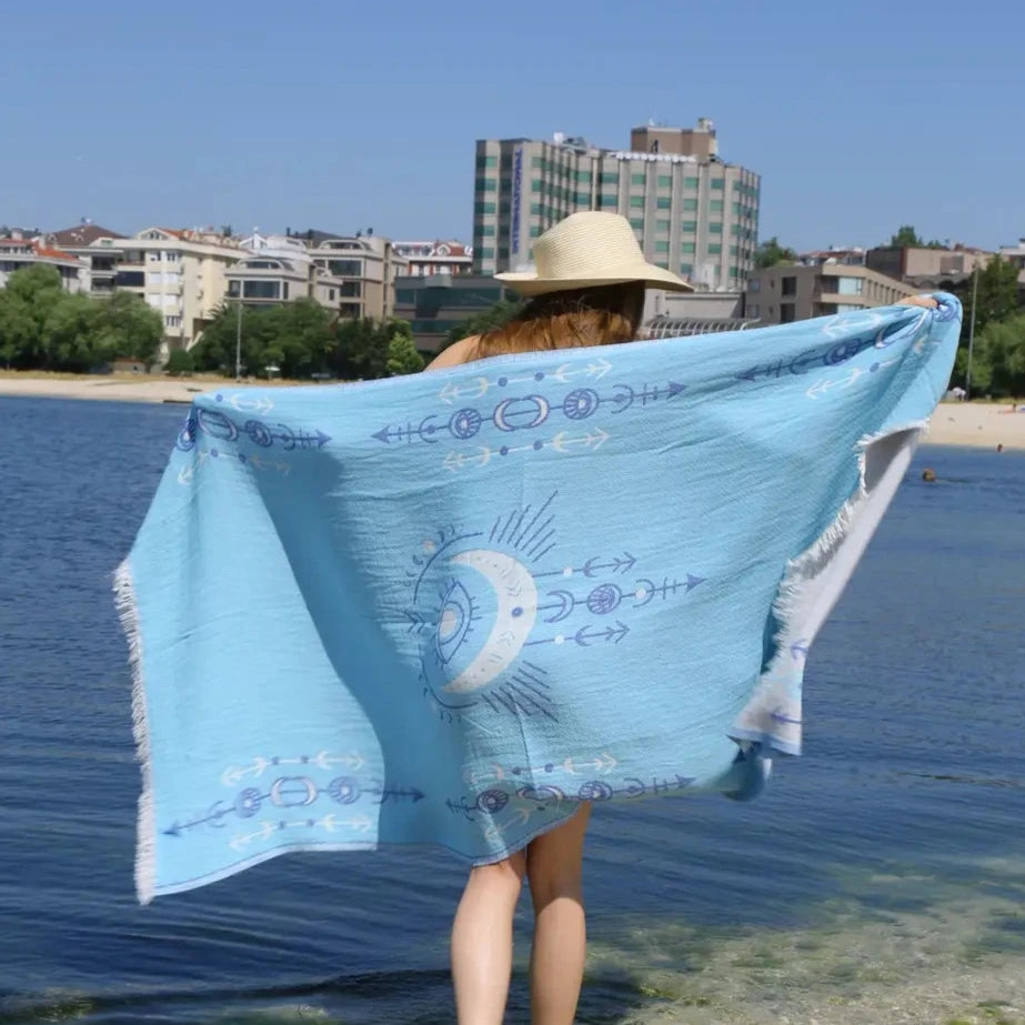 Toalla, manta y chal turco resistente a la arena con ojos azules